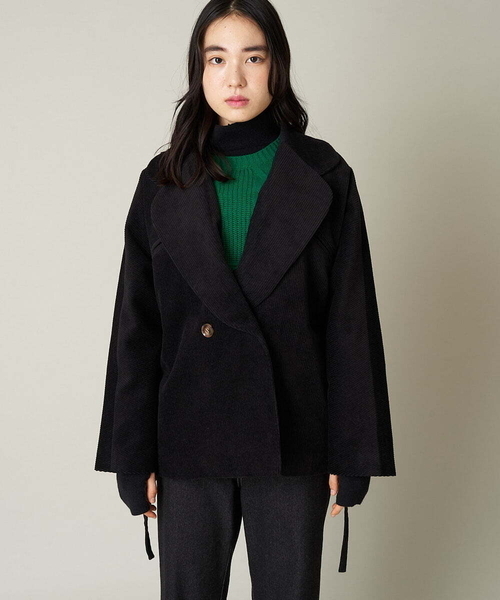 A de a.v.v（アードアー・ヴェ・ヴェ）の「［SET UP対応］コーデュロイラグランスリーブジャケット（テーラードジャケット・レディース・ブルー/ブラック・36/38）」の10枚目の写真