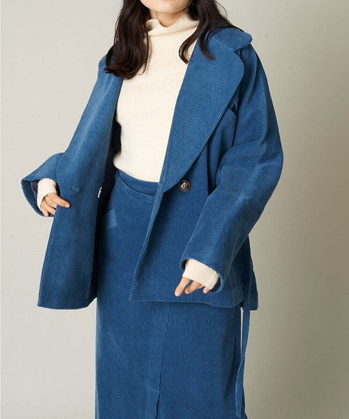 A de a.v.v（アードアー・ヴェ・ヴェ）の「［SET UP対応］コーデュロイラグランスリーブジャケット（テーラードジャケット・レディース・ブルー/ブラック・36/38）」の18枚目の写真