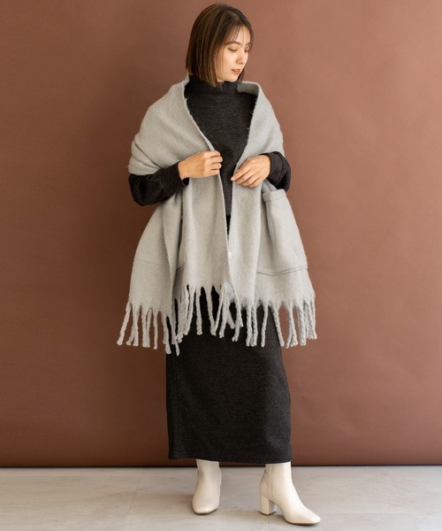 VitaFelice（ヴィータフェリーチェ）の「モヘアタッチ大判ブランケットストール（ストール/ショール・レディース・ライトグレー/ライラック/ライム/アイボリー・FREE）」の10枚目の写真