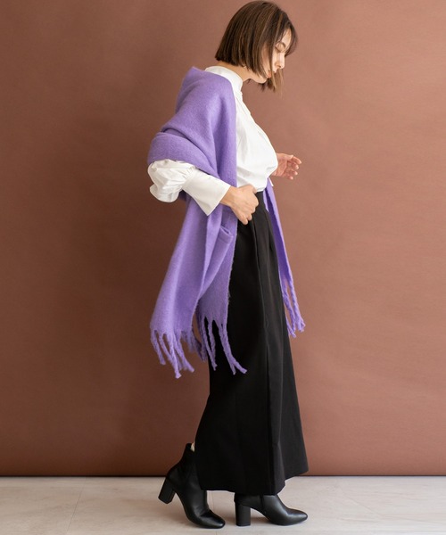 VitaFelice（ヴィータフェリーチェ）の「モヘアタッチ大判ブランケットストール（ストール/ショール・レディース・ライトグレー/ライラック/ライム/アイボリー・FREE）」の15枚目の写真