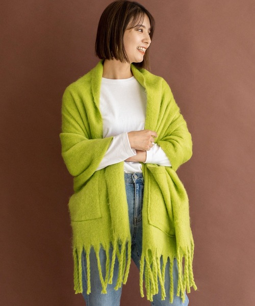 VitaFelice（ヴィータフェリーチェ）の「モヘアタッチ大判ブランケットストール（ストール/ショール・レディース・ライトグレー/ライラック/ライム/アイボリー・FREE）」の18枚目の写真