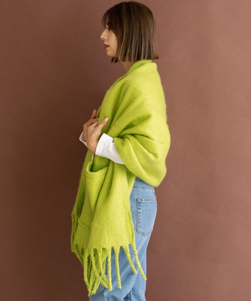 VitaFelice（ヴィータフェリーチェ）の「モヘアタッチ大判ブランケットストール（ストール/ショール・レディース・ライトグレー/ライラック/ライム/アイボリー・FREE）」の8枚目の写真