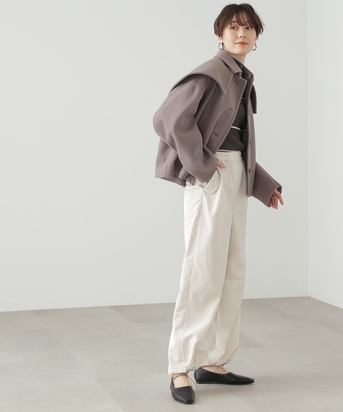 N.（N. Natural Beauty Basic）（エヌエヌナチュラルビューティーベーシック）の「◆ウィングケープステンショートコート（ステンカラーコート・レディース・ブルー/モカ/ナチュラル・MEDIUM）」の12枚目の写真