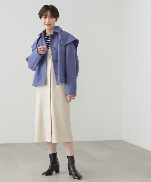 N.（N. Natural Beauty Basic）（エヌエヌナチュラルビューティーベーシック）の「◆ウィングケープステンショートコート（ステンカラーコート・レディース・ブルー/モカ/ナチュラル・MEDIUM）」の19枚目の写真