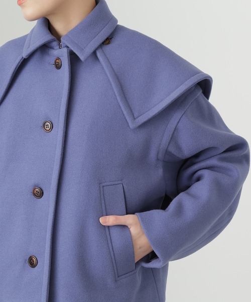 N.（N. Natural Beauty Basic）（エヌエヌナチュラルビューティーベーシック）の「◆ウィングケープステンショートコート（ステンカラーコート・レディース・ブルー/モカ/ナチュラル・MEDIUM）」の6枚目の写真