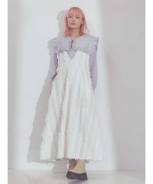 merry jenny（メリージェニー）の「fluffy タックジャンパーワンピース（ワンピース・レディース・オフホワイト/ブラック・FREE）」の17枚目の写真