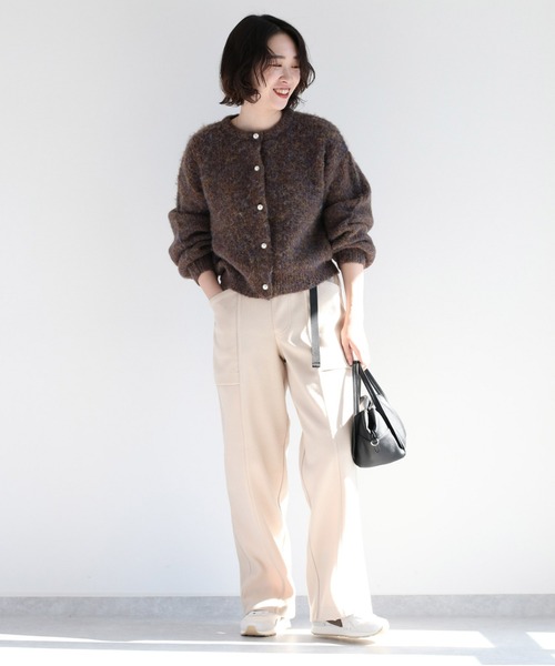 cepo（セポ）の「パールボタン ミックスニットカーディガン（カーディガン/ボレロ・レディース・レッド/ベージュ/ブラウン・M）」の4枚目の写真