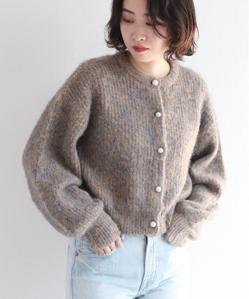 cepo（セポ）の「パールボタン ミックスニットカーディガン（カーディガン/ボレロ・レディース・レッド/ベージュ/ブラウン・M）」の14枚目の写真