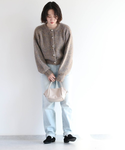 cepo（セポ）の「パールボタン ミックスニットカーディガン（カーディガン/ボレロ・レディース・レッド/ベージュ/ブラウン・M）」の22枚目の写真