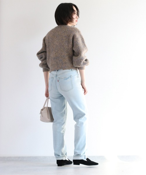 cepo（セポ）の「パールボタン ミックスニットカーディガン（カーディガン/ボレロ・レディース・レッド/ベージュ/ブラウン・M）」の8枚目の写真