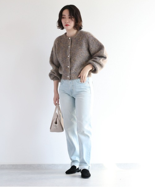 cepo（セポ）の「パールボタン ミックスニットカーディガン（カーディガン/ボレロ・レディース・レッド/ベージュ/ブラウン・M）」の5枚目の写真