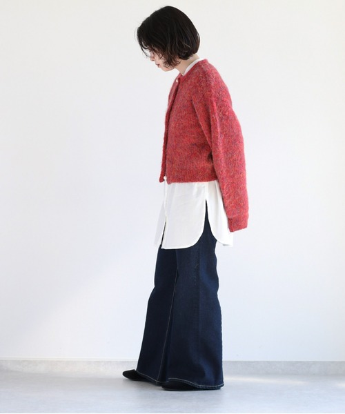 cepo（セポ）の「パールボタン ミックスニットカーディガン（カーディガン/ボレロ・レディース・レッド/ベージュ/ブラウン・M）」の13枚目の写真