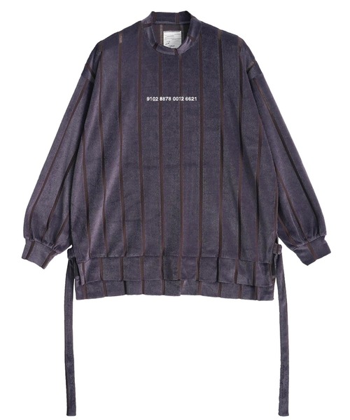 SHAREEF（シャリーフ）の「STRIPE VELOR MOCK NECK PO（Tシャツ/カットソー・メンズ・ターコイズブルー/ブラック/ブラウン・1/2/3）」の3枚目の写真