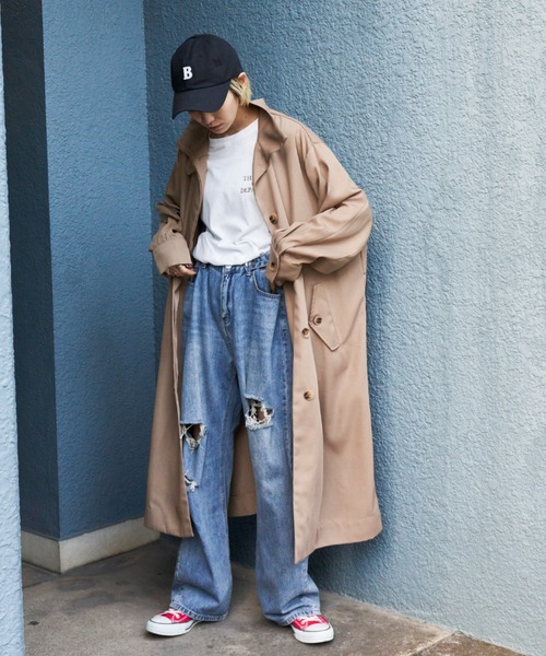 Auntie Rosa Holiday（アンティローザホリデー）の「ボリュームスリーブスタンドコート / サイズ展開あり（トレンチコート・レディース・キャメル/ベージュ・MEDIUM/SMALL）」の5枚目の写真