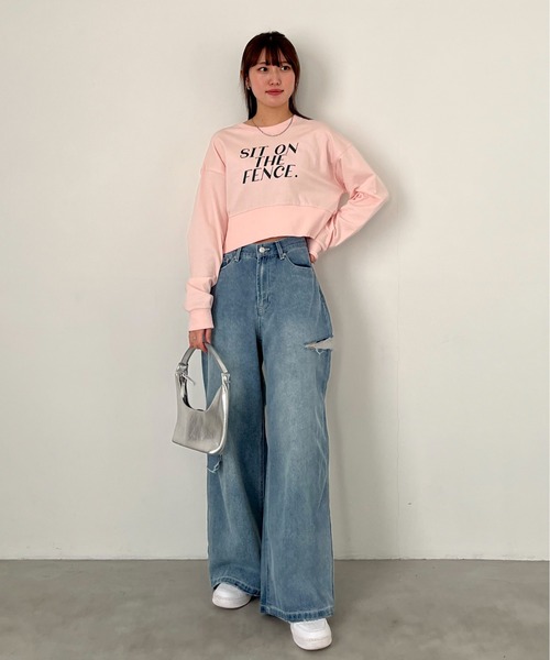 EPIMI E'PIMMY(エピミエピミー)の「レタリングロゴクロップドプルオーバー(スウェット・レディース・オートミール/ネイビー/ピンク/サックスブルー・MEDIUM)」の11枚目の写真