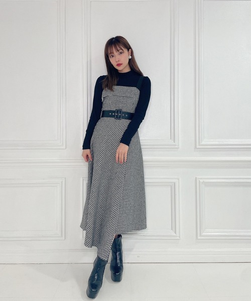 ANDGEEBEE（アンジービー）の「アシメチェックキャミワンピ（ワンピース・レディース・ブラック×ホワイト/ブラウン・MEDIUM）」の17枚目の写真