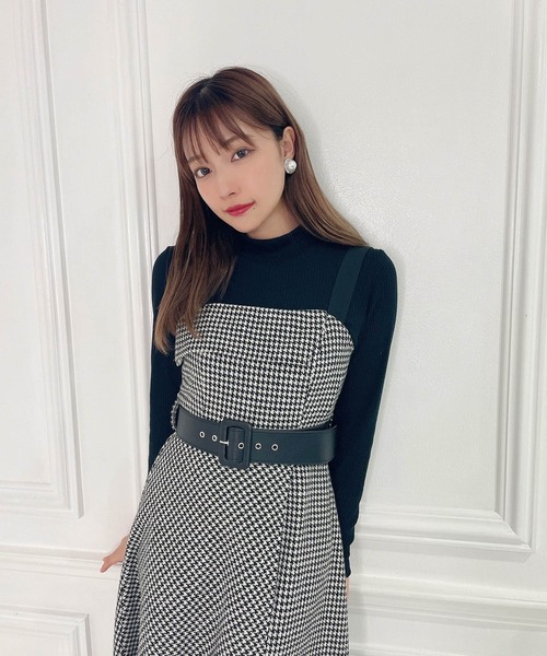 ANDGEEBEE（アンジービー）の「アシメチェックキャミワンピ（ワンピース・レディース・ブラック×ホワイト/ブラウン・MEDIUM）」の22枚目の写真