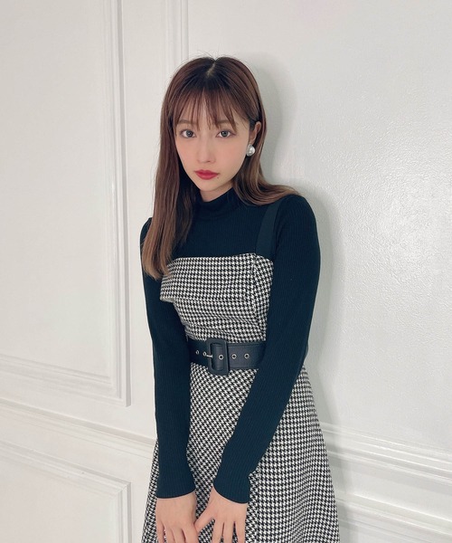 ANDGEEBEE（アンジービー）の「アシメチェックキャミワンピ（ワンピース・レディース・ブラック×ホワイト/ブラウン・MEDIUM）」の20枚目の写真