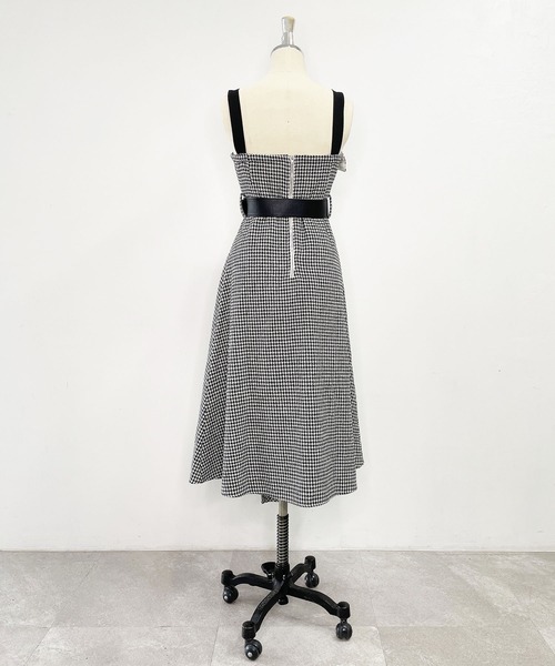 ANDGEEBEE（アンジービー）の「アシメチェックキャミワンピ（ワンピース・レディース・ブラック×ホワイト/ブラウン・MEDIUM）」の7枚目の写真