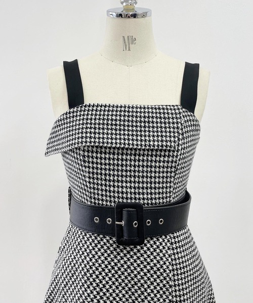 ANDGEEBEE（アンジービー）の「アシメチェックキャミワンピ（ワンピース・レディース・ブラック×ホワイト/ブラウン・MEDIUM）」の18枚目の写真