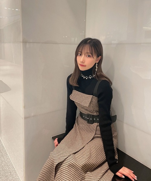 ANDGEEBEE（アンジービー）の「アシメチェックキャミワンピ（ワンピース・レディース・ブラック×ホワイト/ブラウン・MEDIUM）」の21枚目の写真