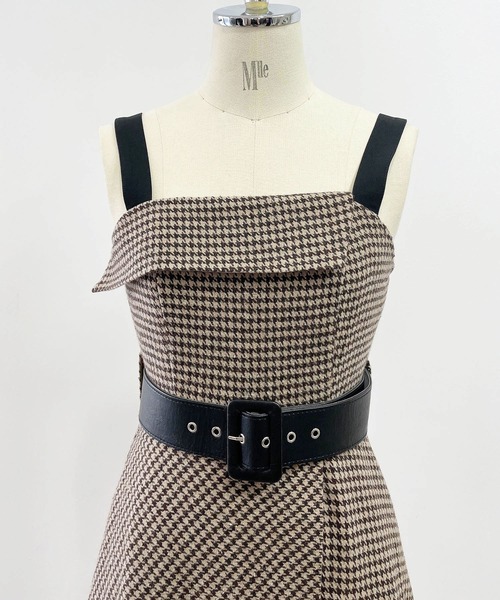 ANDGEEBEE（アンジービー）の「アシメチェックキャミワンピ（ワンピース・レディース・ブラック×ホワイト/ブラウン・MEDIUM）」の16枚目の写真