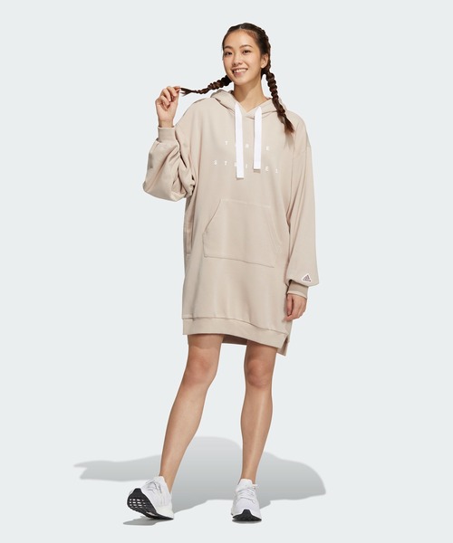 adidas（アディダス）の「ワーディング スウェットシャツ フーデッドチュニック / アディダス adidas（ワンピース・レディース・グレー/ブラウン・XX-LARGE/SMALL/MEDIUM/LARGE/X-LARGE）」の6枚目の写真
