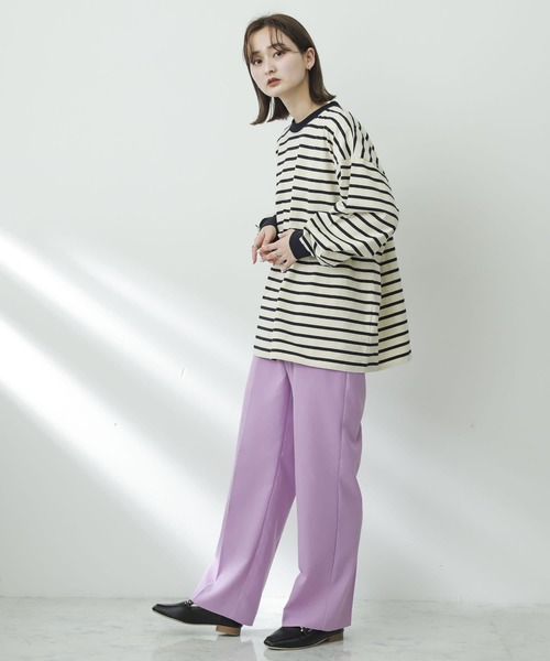 SENSE OF PLACE by URBAN RESEARCH（センスオブプレイスバイアーバンリサーチ）の「『ユニセックス』ボーダーエクストラルーズロンTシャツ（Tシャツ/カットソー・メンズ・ブルー/カーキ/ネイビー・MEDIUM/LARGE）」の14枚目の写真