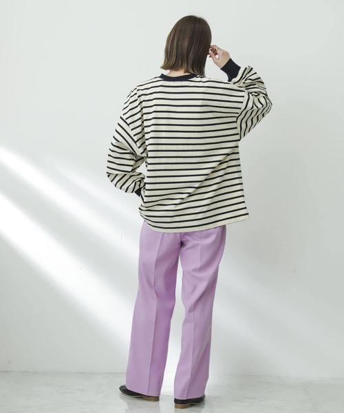 SENSE OF PLACE by URBAN RESEARCH（センスオブプレイスバイアーバンリサーチ）の「『ユニセックス』ボーダーエクストラルーズロンTシャツ（Tシャツ/カットソー・メンズ・ブルー/カーキ/ネイビー・MEDIUM/LARGE）」の15枚目の写真