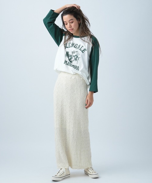 BAYFLOW（ベイフロー）の「プリントラグランT7S（Tシャツ/カットソー・メンズ・チャコール/ベージュ/グリーン・FREE）」の12枚目の写真