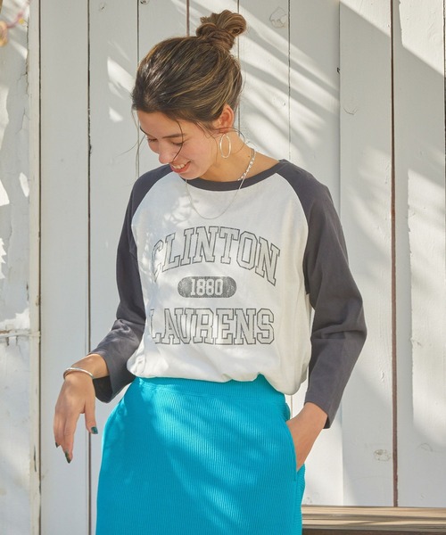 BAYFLOW（ベイフロー）の「プリントラグランT7S（Tシャツ/カットソー・メンズ・チャコール/ベージュ/グリーン・FREE）」の6枚目の写真