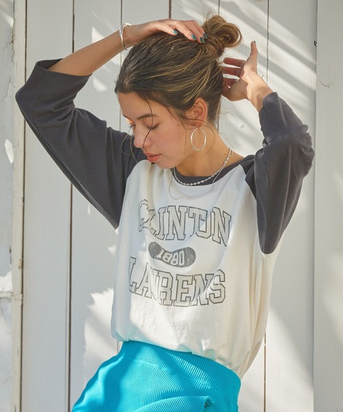 BAYFLOW（ベイフロー）の「プリントラグランT7S（Tシャツ/カットソー・メンズ・チャコール/ベージュ/グリーン・FREE）」の7枚目の写真