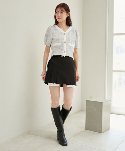 MAJESTIC LEGON（マジェスティックレゴン）の「ベルトsetプリーツスカパン（その他パンツ・レディース・ブラック/ベージュ/グレー・MEDIUM）」の7枚目の写真