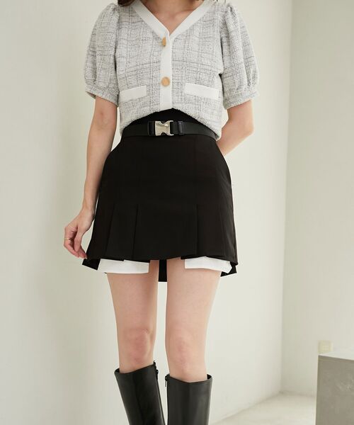 MAJESTIC LEGON（マジェスティックレゴン）の「ベルトsetプリーツスカパン（その他パンツ・レディース・ブラック/ベージュ/グレー・MEDIUM）」の10枚目の写真