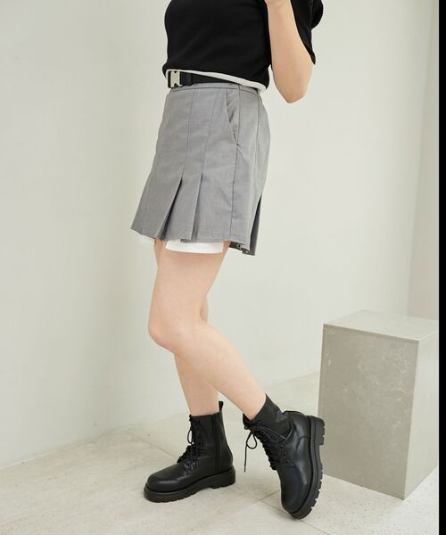 MAJESTIC LEGON（マジェスティックレゴン）の「ベルトsetプリーツスカパン（その他パンツ・レディース・ブラック/ベージュ/グレー・MEDIUM）」の20枚目の写真