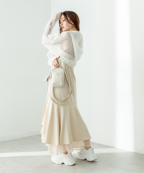 OLIVE des OLIVE(オリーブデオリーブ)の「【WEB限定】裾シフォンマーメイドキャミワンピース 1031090280(ワンピース・レディース・ブラック/ネイビー/サックスブルー/アイボリー・FREE)」の9枚目の写真