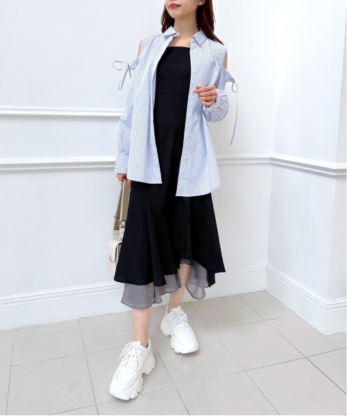 OLIVE des OLIVE(オリーブデオリーブ)の「【WEB限定】裾シフォンマーメイドキャミワンピース 1031090280(ワンピース・レディース・ブラック/ネイビー/サックスブルー/アイボリー・FREE)」の14枚目の写真