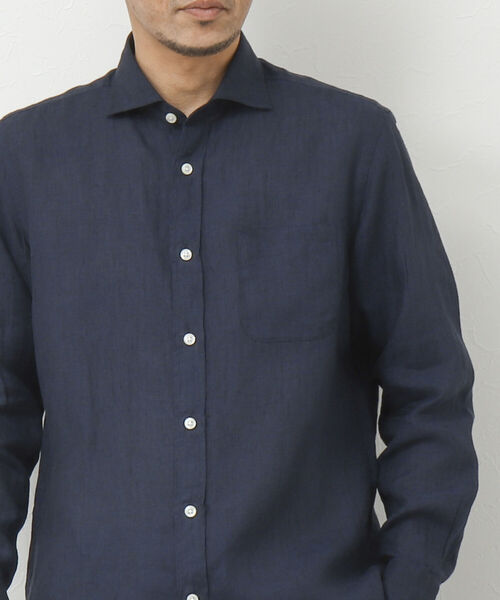 NOLLEY'S goodman（ノーリーズグッドマン）の「リネンカッタウェイシャツ（シャツ/ブラウス・メンズ・ネイビー/パープル/ブルー/サックスブルー/グレイッシュベージュ・S/M/L/XL）」の3枚目の写真