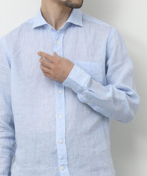 NOLLEY'S goodman（ノーリーズグッドマン）の「リネンカッタウェイシャツ（シャツ/ブラウス・メンズ・ネイビー/パープル/ブルー/サックスブルー/グレイッシュベージュ・S/M/L/XL）」の4枚目の写真