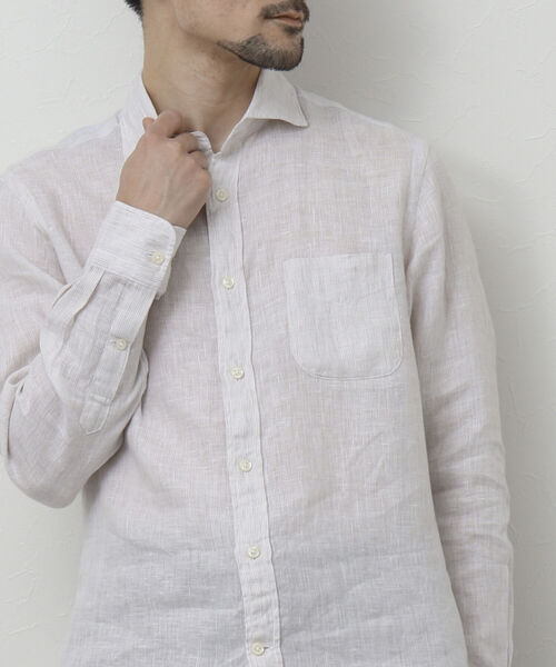 NOLLEY'S goodman（ノーリーズグッドマン）の「リネンカッタウェイシャツ（シャツ/ブラウス・メンズ・ネイビー/パープル/ブルー/サックスブルー/グレイッシュベージュ・S/M/L/XL）」の2枚目の写真