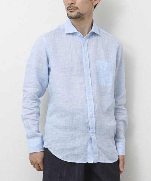 NOLLEY'S goodman（ノーリーズグッドマン）の「リネンカッタウェイシャツ（シャツ/ブラウス・メンズ・ネイビー/パープル/ブルー/サックスブルー/グレイッシュベージュ・S/M/L/XL）」の10枚目の写真