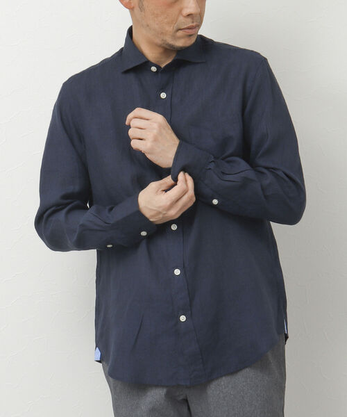 NOLLEY'S goodman（ノーリーズグッドマン）の「リネンカッタウェイシャツ（シャツ/ブラウス・メンズ・ネイビー/パープル/ブルー/サックスブルー/グレイッシュベージュ・S/M/L/XL）」の19枚目の写真