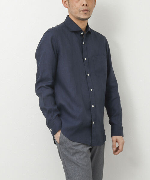 NOLLEY'S goodman（ノーリーズグッドマン）の「リネンカッタウェイシャツ（シャツ/ブラウス・メンズ・ネイビー/パープル/ブルー/サックスブルー/グレイッシュベージュ・S/M/L/XL）」の11枚目の写真