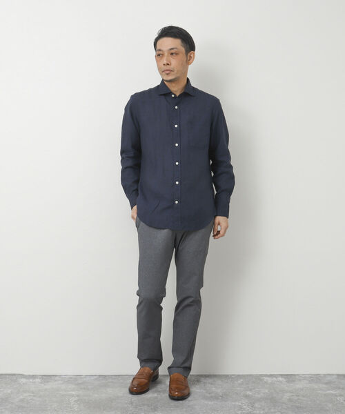 NOLLEY'S goodman（ノーリーズグッドマン）の「リネンカッタウェイシャツ（シャツ/ブラウス・メンズ・ネイビー/パープル/ブルー/サックスブルー/グレイッシュベージュ・S/M/L/XL）」の16枚目の写真