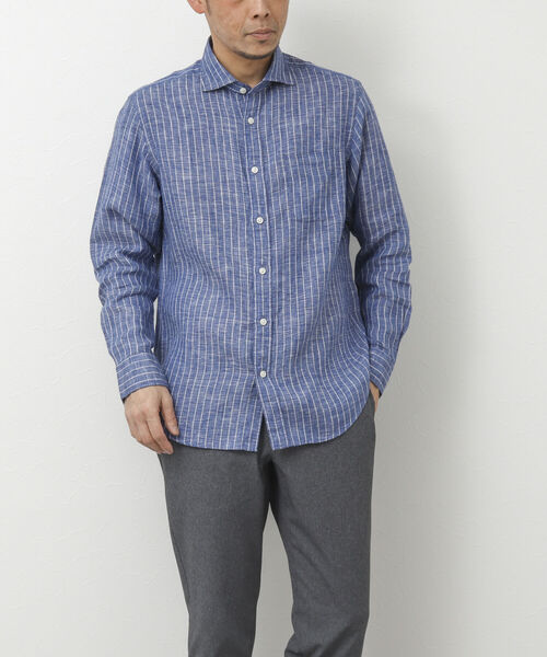 NOLLEY'S goodman（ノーリーズグッドマン）の「リネンカッタウェイシャツ（シャツ/ブラウス・メンズ・ネイビー/パープル/ブルー/サックスブルー/グレイッシュベージュ・S/M/L/XL）」の20枚目の写真