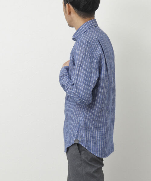 NOLLEY'S goodman（ノーリーズグッドマン）の「リネンカッタウェイシャツ（シャツ/ブラウス・メンズ・ネイビー/パープル/ブルー/サックスブルー/グレイッシュベージュ・S/M/L/XL）」の12枚目の写真