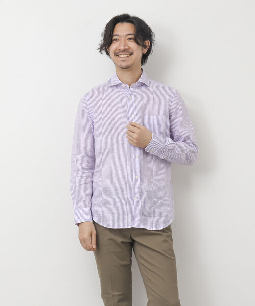 NOLLEY'S goodman（ノーリーズグッドマン）の「リネンカッタウェイシャツ（シャツ/ブラウス・メンズ・ネイビー/パープル/ブルー/サックスブルー/グレイッシュベージュ・S/M/L/XL）」の13枚目の写真