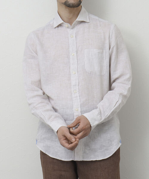 NOLLEY'S goodman（ノーリーズグッドマン）の「リネンカッタウェイシャツ（シャツ/ブラウス・メンズ・ネイビー/パープル/ブルー/サックスブルー/グレイッシュベージュ・S/M/L/XL）」の9枚目の写真