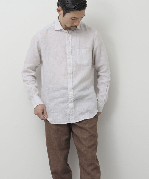 NOLLEY'S goodman（ノーリーズグッドマン）の「リネンカッタウェイシャツ（シャツ/ブラウス・メンズ・ネイビー/パープル/ブルー/サックスブルー/グレイッシュベージュ・S/M/L/XL）」の14枚目の写真