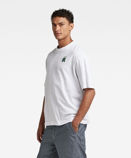 G-STAR（ジースター）の「EMBRO RAW BOXY T-SHIRT/ロゴT/オーバーサイズ/ワンポイント（Tシャツ/カットソー・メンズ・ダークブラック/ホワイト・X-SMALL/SMALL/MEDIUM/LARGE/X-LARGE/XX-LARGE）」の3枚目の写真